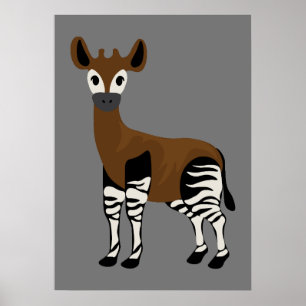 Okapi-Cartoon, Majestic Okapi Animal, Okapi Lovers Poster