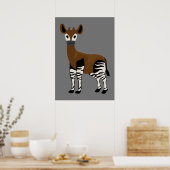 Okapi Cartoon, Majestueus Okapi Dier, Okapi Liefhe Poster (Keuken)