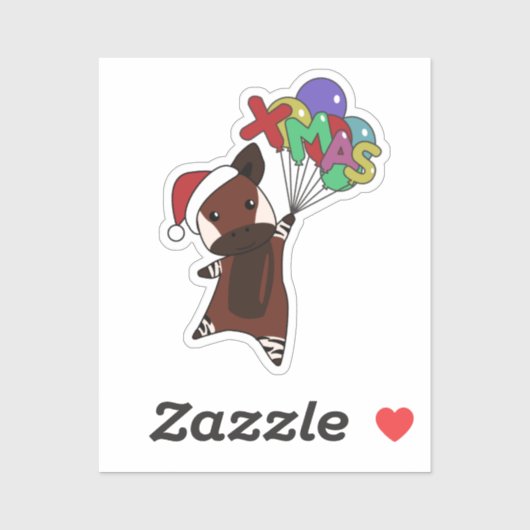 Okapi Christmas Snow Winter Animaux Okapis Sticker (Feuille)
