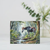 Okapi dans Rainforest Wildlife Watercolor Carte Po (Debout devant)