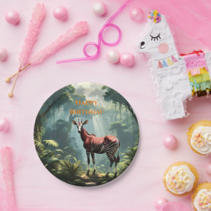 Okapi in het regenwoud, (Zebra Giraffe) Papieren Bordje