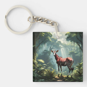 Okapi in het regenwoud, (Zebra Giraffe) Sleutelhanger