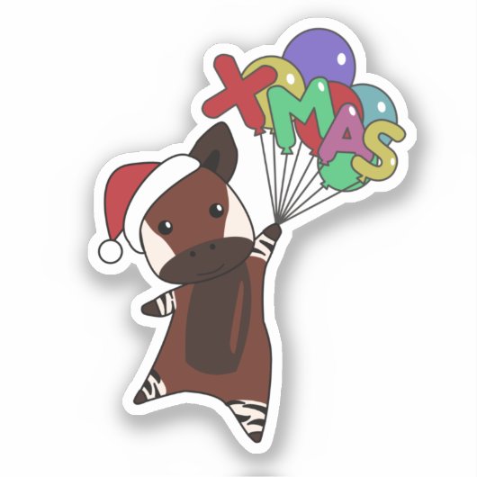 Okapi-kerstsneeuwwinterdieren Okapis Sticker (Voorkant)