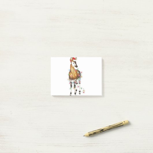 Okapi licht santa hat merry kerst post-it® notes (Op bureau)