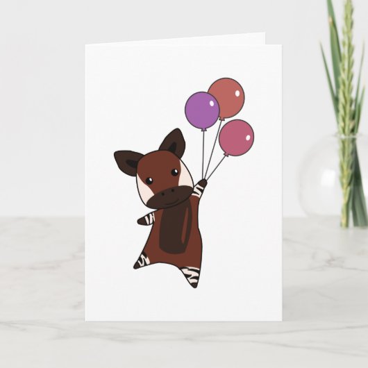Okapi vliegt met ballonnen op zoete dieren kaart (Voorkant)