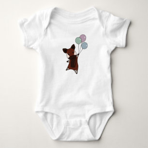Okapi vliegt met ballonnen op zoete dieren romper