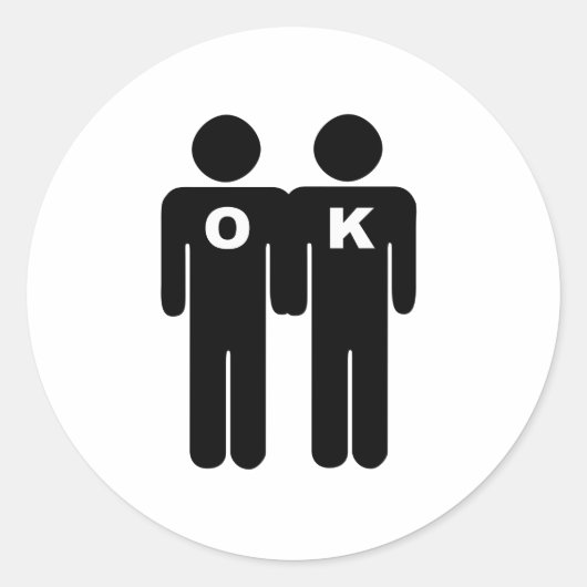OKÉ OM HOMO TE ZIJN RONDE STICKER (Voorkant)