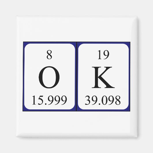 Oké, periodieke tekstmagneet magneet (Voorkant)