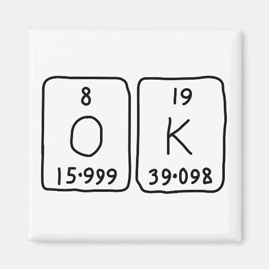 Oké, periodieke tekstmagneet magneet (Voorkant)
