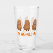 "Oké, we trekken omhoog!" Funny Capybara Meme Glas (Achterkant)