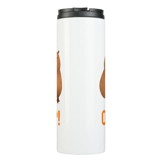 "Oké, we trekken omhoog!" Funny Capybara Meme Thermosbeker (Achterkant)