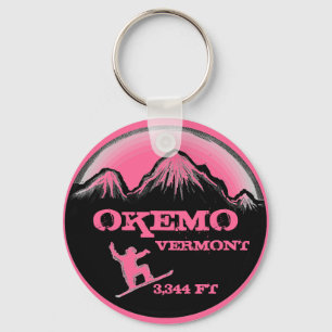 Okemo Vermont roze sleutelhanger voor snowboardkun