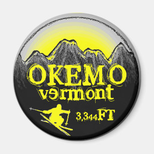 Okemo Vermont yellow ski art elevatie magnet Magneet