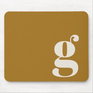 Oker Gold Minimal Retro Monogram Initiaal Aangepas Muismat