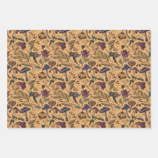 Oker Oranje kolibrie heks, gingham & strepen Inpakpapier Vel (Voorkant)