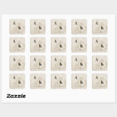 Oker Rustieke Houtnerf Textuur Herfst Trouwen Vierkante Sticker (Vel)