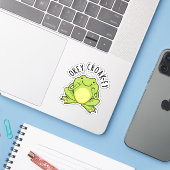 Okey Croak-ey Grappige Kikker Pun Sticker (Laptop met iPhone)