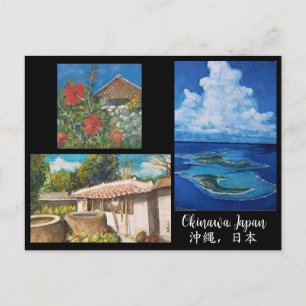 Okinawa Briefkaart met drie originele schilderijen