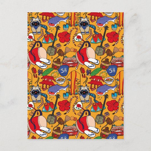 Okinawa thème uchina illustration carte postale 沖 (Devant)