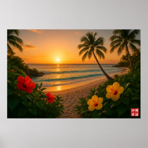 Okinawa Zonsondergang Poster