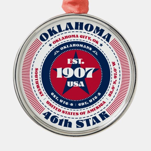 Oklahoma 46e staat kerstversiering metalen ornament (Voorkant)