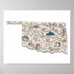 Oklahoma  Afbeelding Map Poster