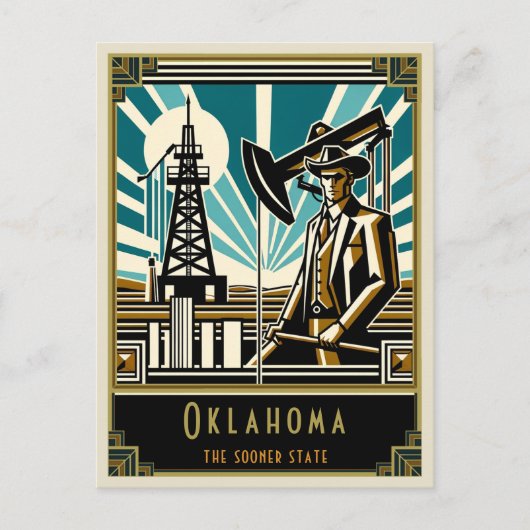 Oklahoma | Art. Deco Briefkaart (Voorkant)