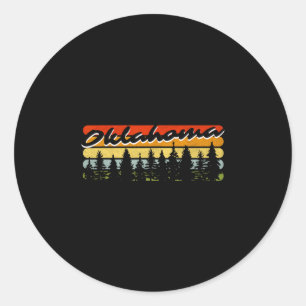 Oklahoma bos zonsondergang bomen hut thema souveni ronde sticker