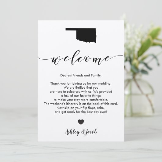 Oklahoma bruiloft welkomstbrief & routebeschrijvin programma (Staand voorkant)