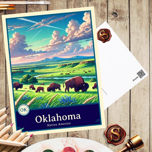 Oklahoma | Carte postale ombragée style Anime