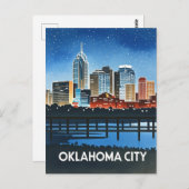 Oklahoma City Night Waterverf Briefkaart (Voorkant / Achterkant)