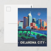 Oklahoma City Night Waterverf Briefkaart (Voorkant / Achterkant)