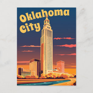 Oklahoma City, Oklahoma rivier langs de stad Briefkaart