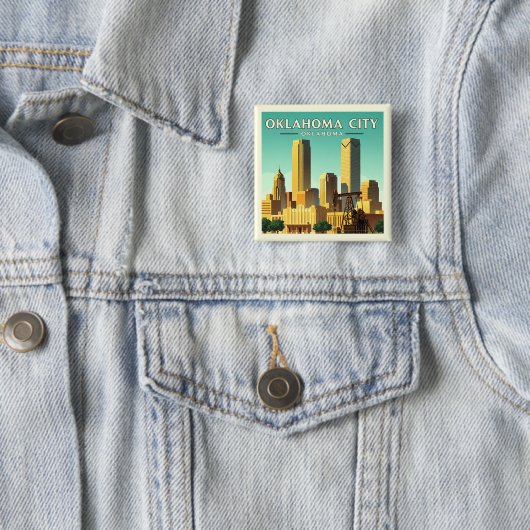 Oklahoma City Oklahoma Vierkante Button 5,1 Cm (In situ)