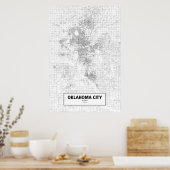 Oklahoma City, Oklahoma (zwart op wit) Poster (Keuken)