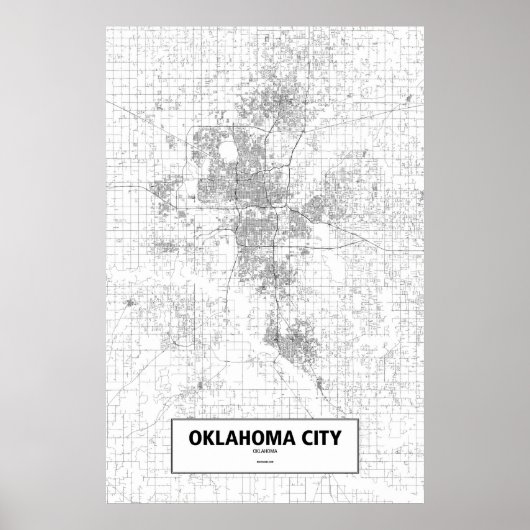 Oklahoma City, Oklahoma (zwart op wit) Poster (Voorkant)