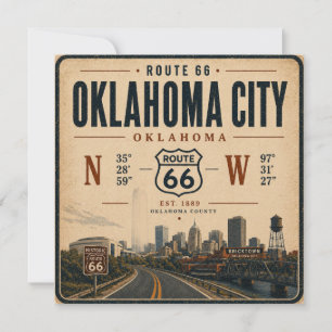 Oklahoma City Route 66 Coördinaten Uitnodiging