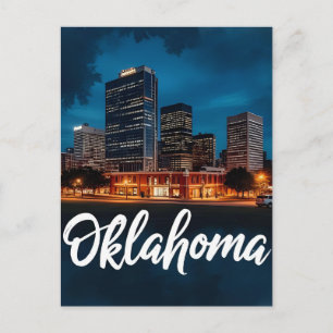 Oklahoma City Silhouet bij Nacht Modern Stadsgez Briefkaart