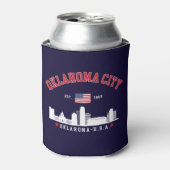 Oklahoma City Skyline Patriotic Can Cooler (Blikje Voorkant)