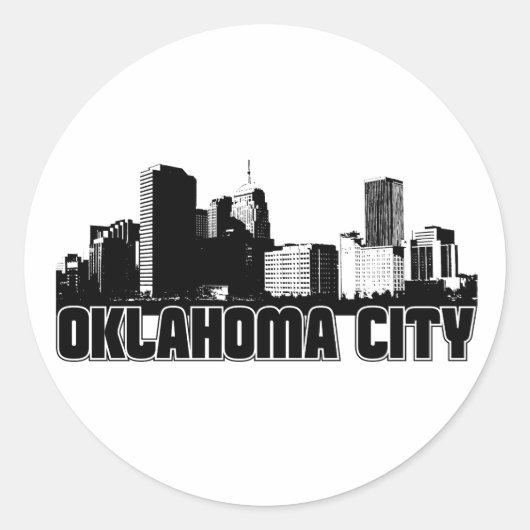 Oklahoma City Skyline Ronde Sticker (Voorkant)