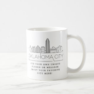 Oklahoma City Stylized Skyline Aangepaste slogan Koffiemok