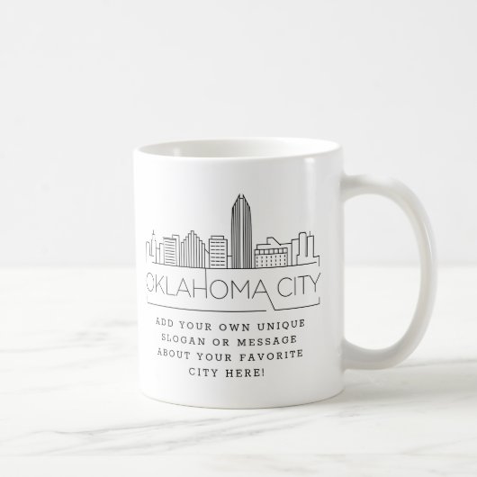 Oklahoma City Stylized Skyline | Aangepaste slogan Koffiemok (Rechts)