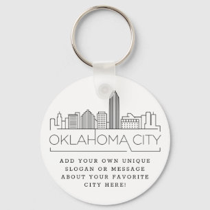 Oklahoma City Stylized Skyline   Aangepaste slogan Sleutelhanger