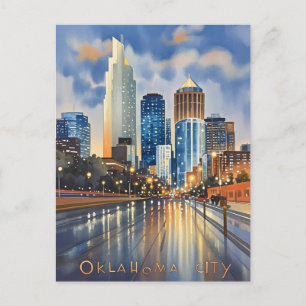 Oklahoma City water kleur skyline Briefkaart