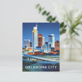 Oklahoma City water kleur skyline Briefkaart (Staand voorkant)