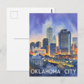 Oklahoma City water kleur skyline Briefkaart (Voorkant / Achterkant)