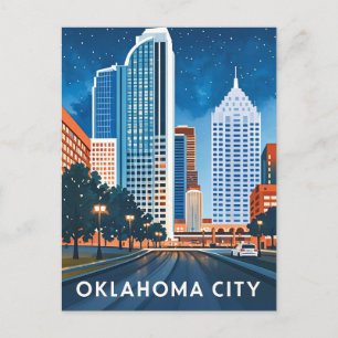 Oklahoma City water kleur skyline Briefkaart