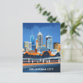 Oklahoma City water kleur skyline Briefkaart (Staand voorkant)