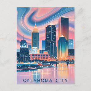 Oklahoma City water kleur skyline Briefkaart