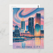 Oklahoma City water kleur skyline Briefkaart (Voorkant / Achterkant)